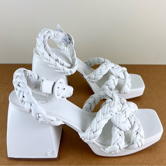 NEW SAM EDELMAN CIRCUS WHITE BRAIDED SANDALS - Picture 3 of 12